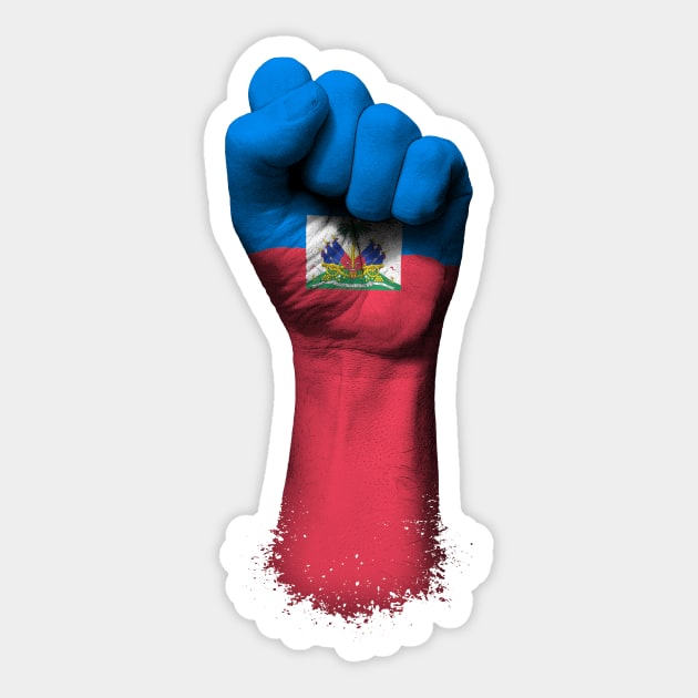 Flag of Haiti on a Raised Clenched Fist Sticker by jeffbartels